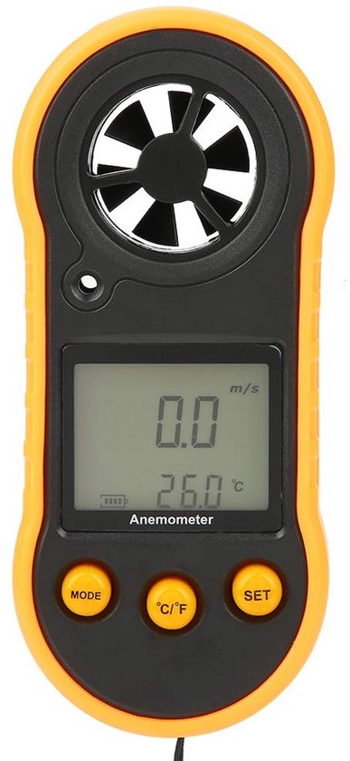 Digitale Windmeter - Anemometer Weer - Wind Snelheid Meten - 5 Snelheidseenheden - 11.2 x 5 x 2.2 cm - Zwart