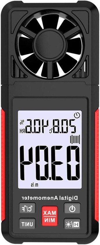 Digitale Windmeter - Anemometer Windsnelheidsmeter - Buitenactiviteiten Meten - LCD Achtergrondverlichting - 142 x 26 x 58 mm - One Color