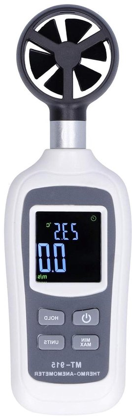 Digitale Windmeter - Anemometer Windsnelheidsmeter - Ventilatie Controleren - Lage Wrijvingslagers - 04 tot 300 m/s - Zwart