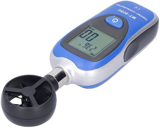 Digitale Windmeter - Mini Anemometer - Buitenmetingen Uitvoeren - Vijf Selecteerbare Eenheden - 08 Tot 30 M/s - Zwart