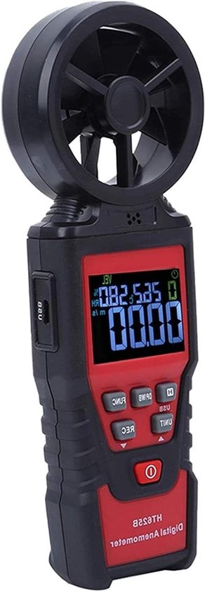 Digitale Windsnelheid Meter - Anemometer Luchtstroom Meter - Openlucht Meting - Gevoelige Respons - 0.8-40m/s - Zwart