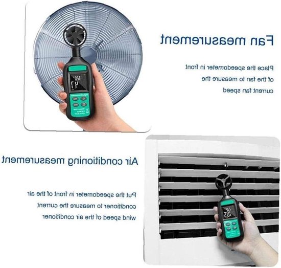 Digitale Windsnelheidsmeter - Anemometer Temperatuurmeter - Weer Analyseren - Hoge Precisie Meting - 0.3-30m/s - Zwart