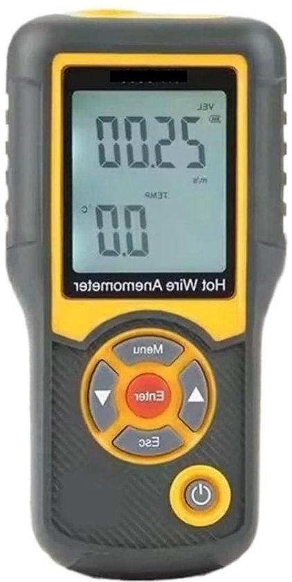 Digitale Windsnelheidsmeter - Anemometer Temperatuurtester - Weer Meten - Hittedraad Technologie - 0-25 m/s - Grijs