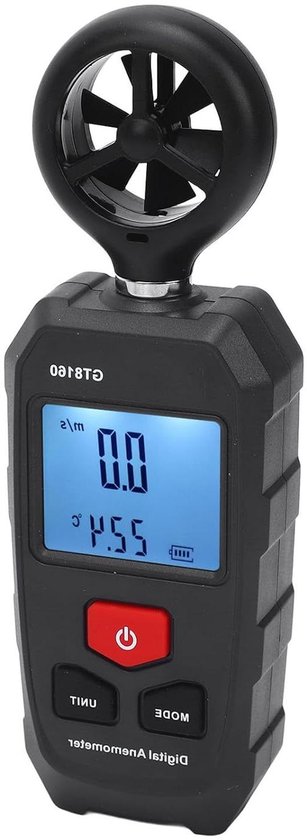 Digitale Windsnelheidsmeter - Weer Apparaat - Buiten Activiteiten - 6 Meet Eenheden - 0-30 m/s - Zwart