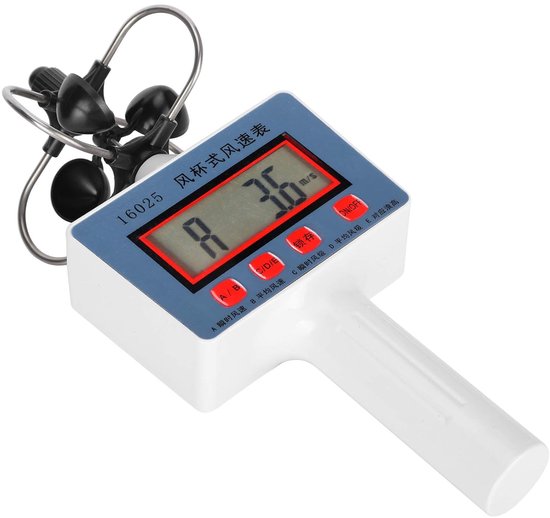 Digitale Windsnelheidsmeter - Windmeter Anemometer - Weer Meten - Hoge Gevoeligheid - 24.7 cm - Zwart