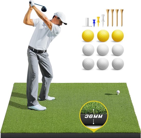 Dikke Kunstgras Golfmat met 6 Tee Posities voor Binnen en Buiten, Ideaal voor Golftraining en Oefeningen