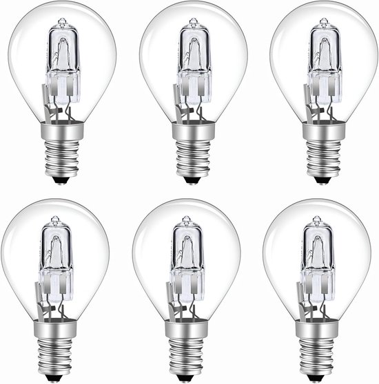Dimbare 28W E14 Halogeen G45 Golfbal Lamp - 370LM Warm Wit 2700K voor Kroonluchters, Set van 6, Energiezuinig en Lange Levensduur van Merkloos