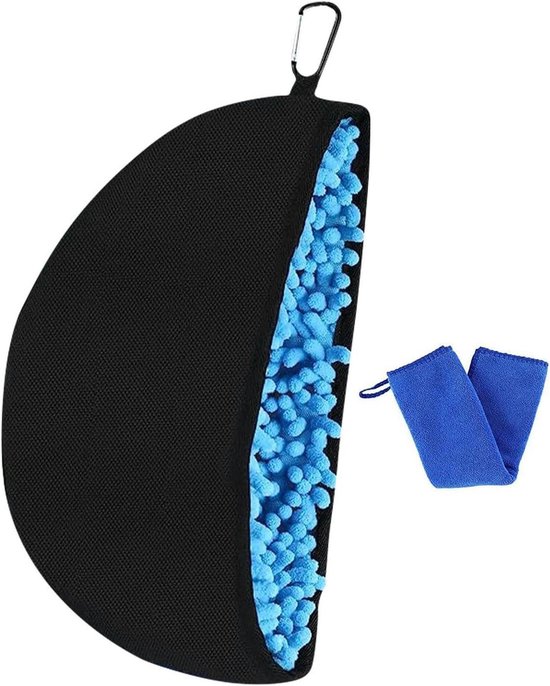 Disc Golf Handdoek - Vliegende Schijf Doek - Sport Accessoire Reinigen - Met Riemclip - 30 cm - Zwart