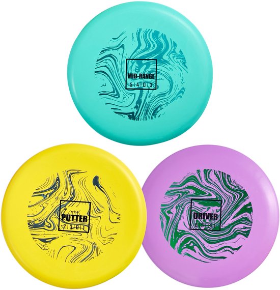Discgolfset, 3-delige starterset voor beginners, inclusief putter, mid-range en driver discs, PDGA-gecertificeerd, ideaal voor buitenactiviteiten in achtertuinen, op stranden, in parken en op gazons