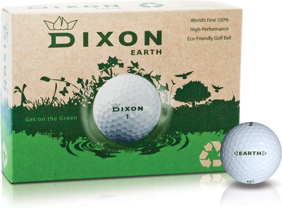 Dixon Golfbal Earth - De milieuvriendelijke golfbal, 100% gerecycled en Recyclebare Golfbal - 1 dozijn - 12 Golfballen van Merkloos