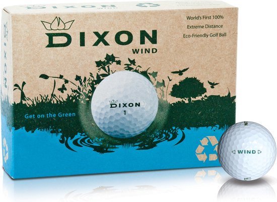 Dixon Golfbal Wind - De milieuvriendelijke golfbal, 100% gerecycled en Recyclebare Golfbal - 1 dozijn - 12 Golfballen van Dixon