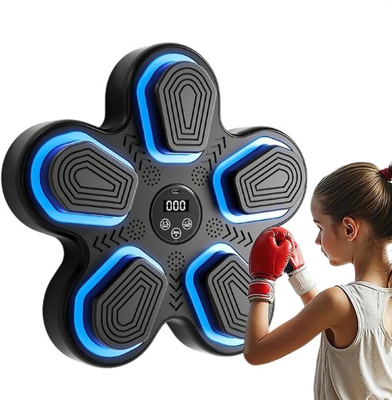 Draadloze Bokstrainer - Slimme Ponsdoel - Interactieve Training - Muziek Geïntegreerd - 40 cm Breed - Zwart