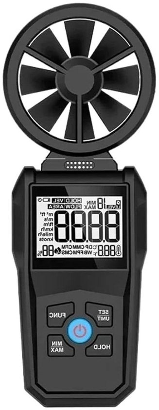Draagbare Anemometer - Digitale Luchtsnelheidsmeter - Windmeting Buiten - Met Windkoeling Indicator - 50 g - Zwart