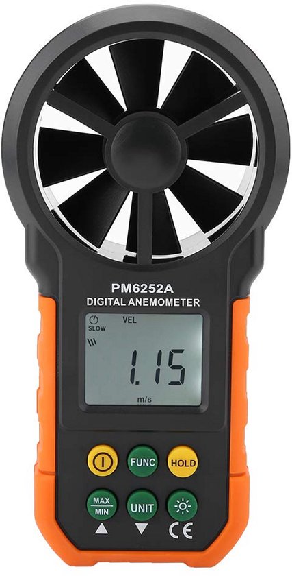 Draagbare Anemometer Windsnelheidsmeter met Groot LCD Scherm en Achtergrondverlichting