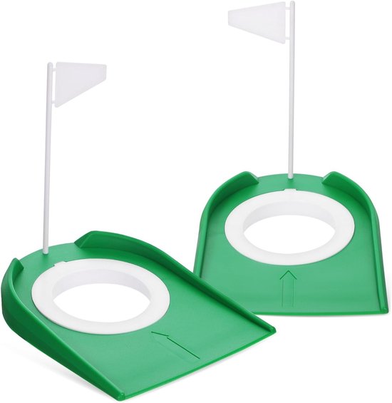 Draagbare Golf Putting Cups met Vlaggen - Indoor en Outdoor Trainingshulpmiddel voor Putter Oefeningen, 2 Stuks voor Thuis, Kantoor en Tuin van Merkloos