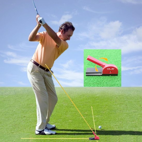 Draagbare Golf Swing Trainer met 3 Uitlijnstokjes en Hoekwijzerplaat van Merkloos