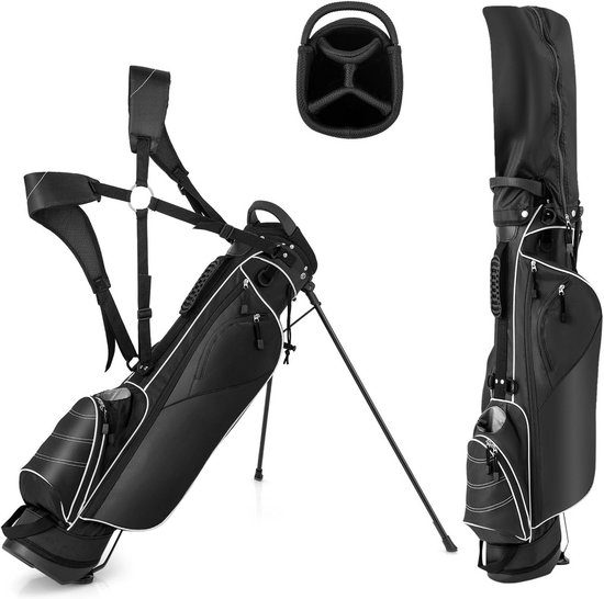 Draagbare Golf Tas met Driepoot, Lichtgewicht Golf Tas met 4 Verdelers en Verstelbare Schouderbanden van Merkloos