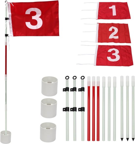 Draagbare Golf Trainingsset (5-Delig) - 1.8m Vlaggenmast met ABS Cup voor Driving Range en Achtertuin van Merkloos