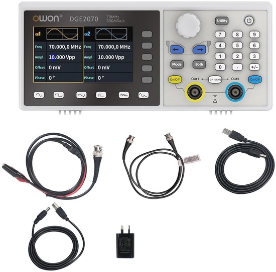 Draagbare Golfvormgenerator met Dual Channels en 3.6 inch LCD-scherm - Frequentie-uitgang tot 70 MHz en 300 MSa/s Sample Rate van Merkloos