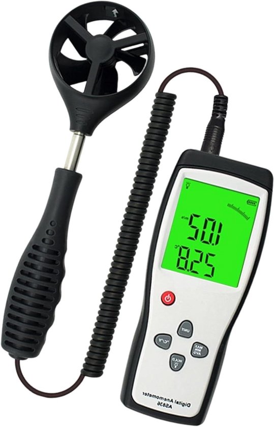Draagbare Windmeter - Luchtstroommeter Anemometer - Ventilatie Inspectie - Groot Zonlicht LCD - 0.3-45 m/s - Grijs
