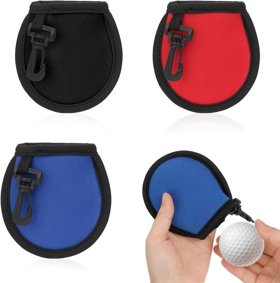 Driedelige Set Golfbal Reinigingspouches, Handige Golfbal Tas met Clips, Ideale Golfaccessoires voor Mannen en Vrouwen, Perfect voor Onderhoud van Golfballen en Schoonmaak
