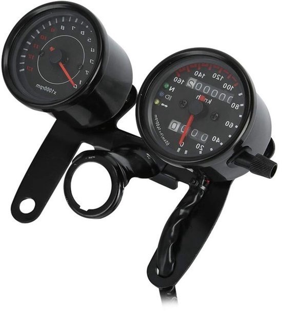 Dubbele Motorrijders Snelheidsmeter en Odometer met 10cm Montagegat, Kabel en Tachometer voor Nauwkeurige Snelheidsmeting en Odometer Functie