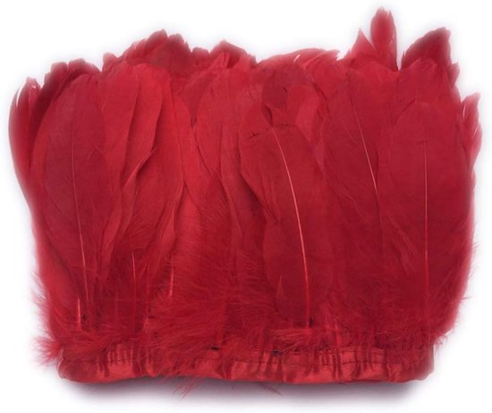 Duck Goose Feather Trim Fringe Naaien Craft 2 Yards (rood)