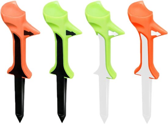 Duurzame onbreekbare golftees in 4 kleurenmix - 100 mm lange kunststof golfaccessoires voor optimale afslag en stabiliteit, ideaal voor alle seizoenen