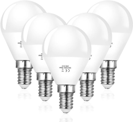 E14 Schroef LED Lamp Set van 5 Stuks, 6W G45 Golfbal Lampen, 600 Lumen, Warm Wit 6500K, Energiezuinig en 40W Halogeen Equivalent