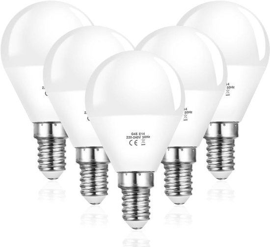 E14 Schroef LED Lamp Set van 5 Stuks, 6W G45 Golfbal Lampen, 600 Lumen, Warm Wit, Energiezuinig en 40W Equivalent