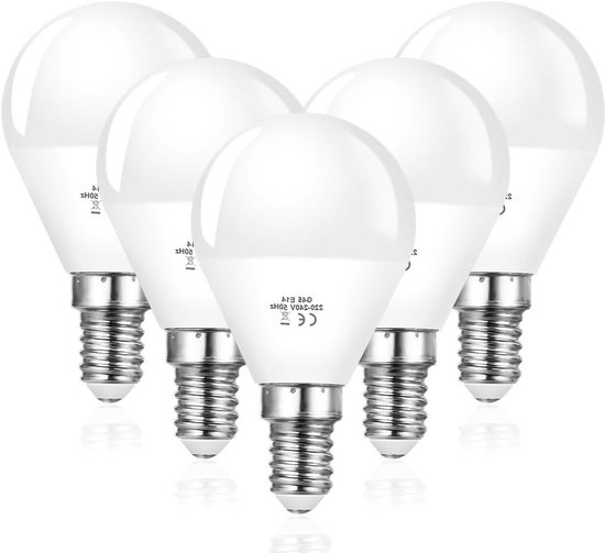 E14 Schroef LED Lampen Set van 5, 6W G45 Golfbal Lampen, 40W Equivalent, Warm Wit 6500K, Energiezuinig en 600 Lumen Verlichting