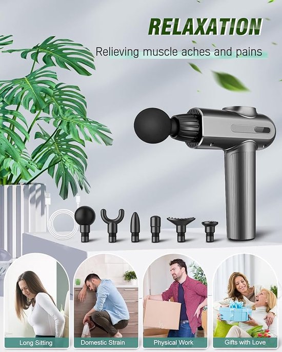 Eccioun Professioneel Spiermassagepistool - 5 Snelheden, 6 Massagekoppen met LCD-Scherm - Ideaal voor Dagelijkse Training en Spierontspanning van Eccioun