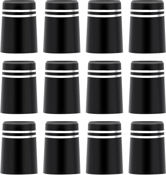 EGoods - Golf Adereindhulzen Set van 12 Stuks voor Tapered Golf Club Shafts - Zwart met Zilveren Sierringen