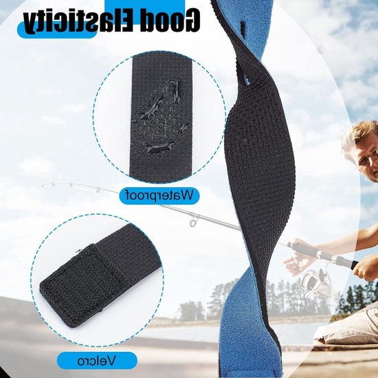 Elastische hengelriem - 12 stuks voor spinhengel, giethengel en vliegenhengel (25 x 3 cm, kleur willekeurig) van Ela###