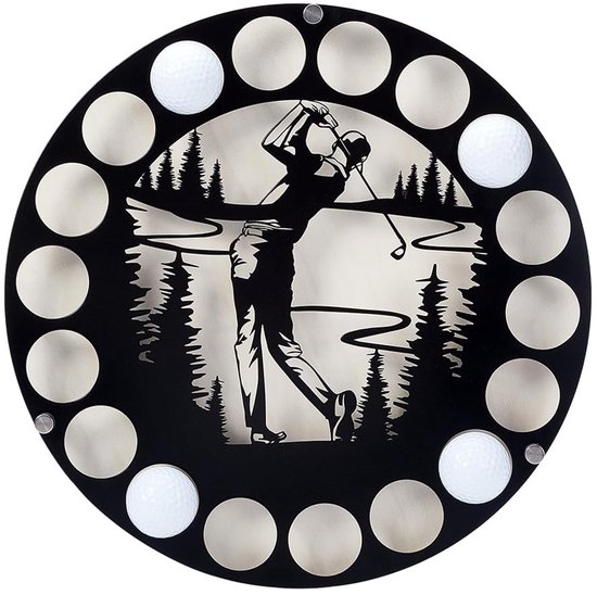 Elzusha - Wandgemonteerde Golfbalhouder - Zwart Hout - 18 Ballen