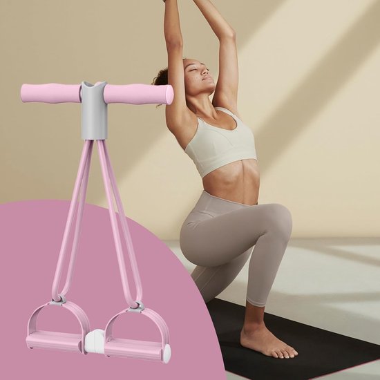 Enkel Trainer - Oefenapparaat Benen - Thuis Fitness - Vier Duurzame Koorden - 26 x 24 x 7 cm - Roze