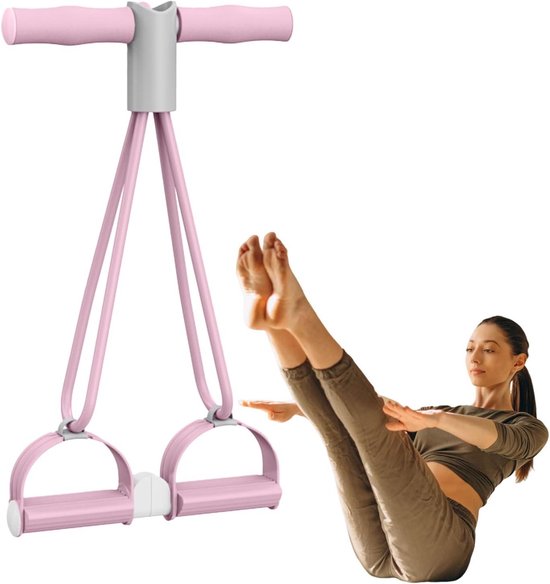 Enkel Trainer - Rekbanden Pedaaltrekker - Fitness Training - Vier Verstevigde Koorden - 26 x 24 x 7 cm - Roze