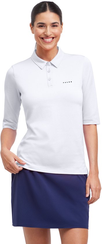 FALKE Golf 3-Button vochtregulerend katoen functioneel materiaal shirt met korte mouwen dames wit - maat M