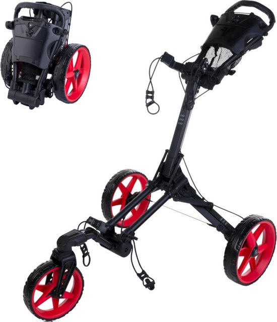 FastFold Dice - PSV Golftrolley - 3-wiel trolley - Zwart/Rood van Merkloos