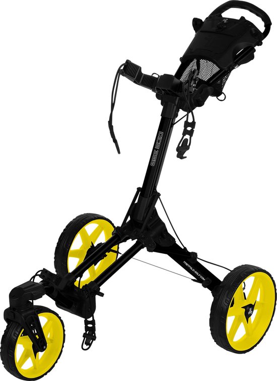 Fastfold Dice ultralichte golftrolley met zwenkwiel (zwart-geel) van FastFold