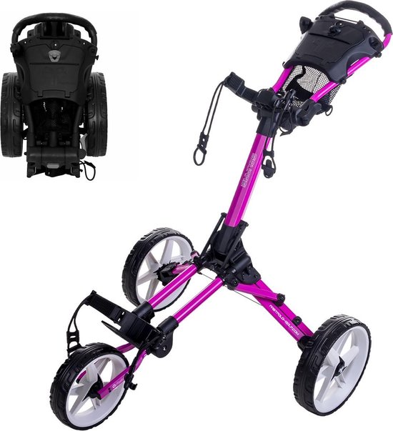 FastFold Square Golftrolley - Fuchsia Wit van FastFold