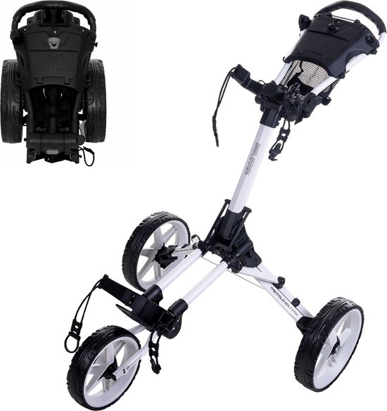 FastFold Square Golftrolley - Wit - golf trolley 3 wielen - golf - golf accesoires - golfkar van FastFold