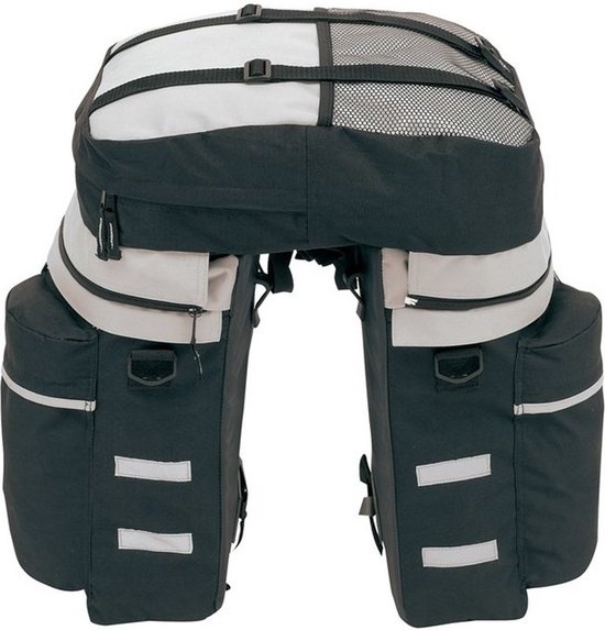 Fietstassen set met rugtas zwart/grijs - 43 liter - 31 x 41 cm van FastRider