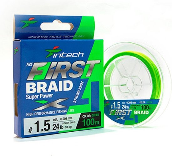 FIRST Braid PE X4 #0.6 - Green - 0.128mm - 100m - 10lb/4.54kg - Gevlochten Lijn - Roofvis Vislijn van FIRST