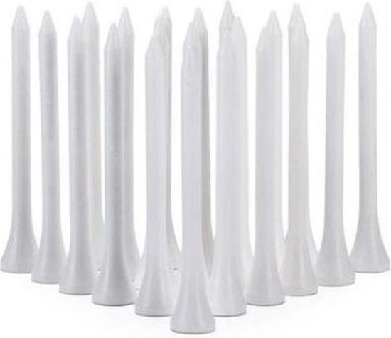 Firsttee 100 STUKS - Witte houten Tees - Golftees 70 mm - Tee Hout - Golftee - Golfballen - Golf accessoires - Sport - Training - Golftrainingsmateriaal - Trolley - Cadeau - Golfset - Trainingsmaterialen - Net - Mat  afslaan - Golftas - Ballen Swing van Firsttee