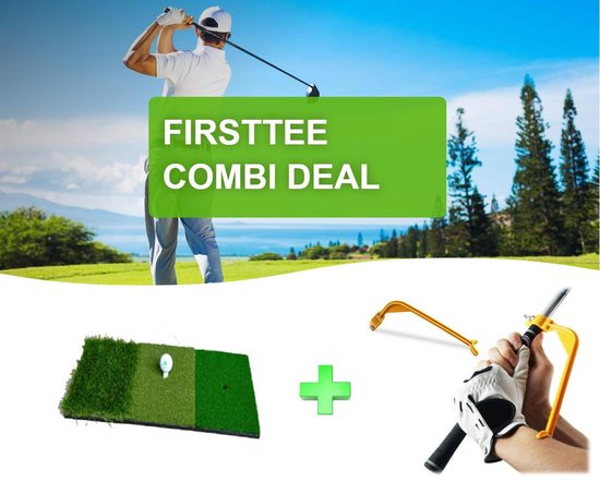 Firsttee - COMBI DEAL - AANBIEDING - Chippingmat & Swing Guide - Oefenmat - Golf accessoires - Sport - Training - Golftrainingsmateriaal - Cadeau - Golfmat - Afslagmat - Golfset - Trainer - Golf matten - Matje - Putting Mat - Golf trainingsmaterialen van Firsttee