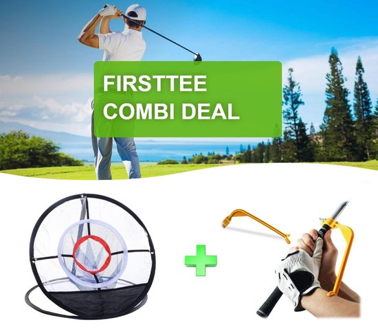 Firsttee - COMBI DEAL - AANBIEDING - Chippingnet & Swing Guide - met GRATIS opbergtas - Swing - Golftrainingsmateriaal - Chipping - Golf net - Swingtrainer - Golf accessoires - Golfswing - Cadeau - Sport - Training - Golfnet - Oefennet - Golfnetten van Firsttee