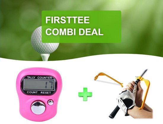 Firsttee - Combi DEAL - AANBIEDING - Digitale Scoreteller & Swing Guide - Verbeter je swing - Swingtrainer - Compact - Teller - Counter strike - Golf sport - Slagenteller - Golf accessoires - Golftrainingsmateriaal - Golf training - Cadeau - Golfset van Firsttee
