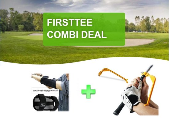 Firsttee - COMBI DEAL - AANBIEDING - Elleboogcorrector & Swing Guide - Verbeter je swing - Swingtrainer - Golf accessoires - Trainingsmaterialen - Trainer - Golfswing  - Cadeau - Houding - Golftrainingsmateriaal - Golf sport - Golf training - Golfset van Firsttee