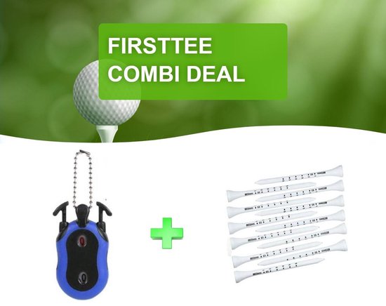Firsttee - COMBI DEAL - EXTRA VOORDEEL - Scoreteller + 25 Tees met Maatstreepjes - 83 MM - Houten Tees - Driver - Golfclubs - Golf sport - Training - Slagenteller – Golf accessoires - Cadeau - Golftrainingsmateriaal - Swing - Golfset - Counter van Firsttee